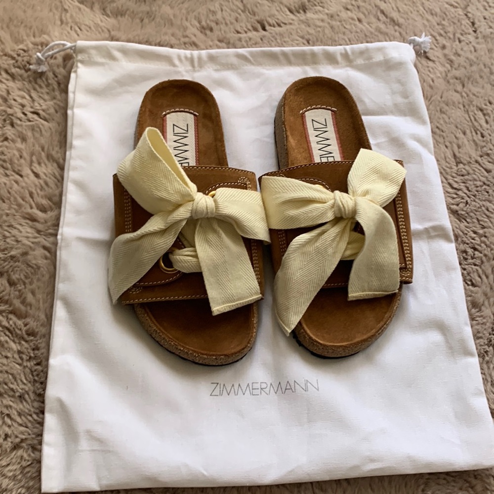 Zimmermann slides suede and leather with ribbon